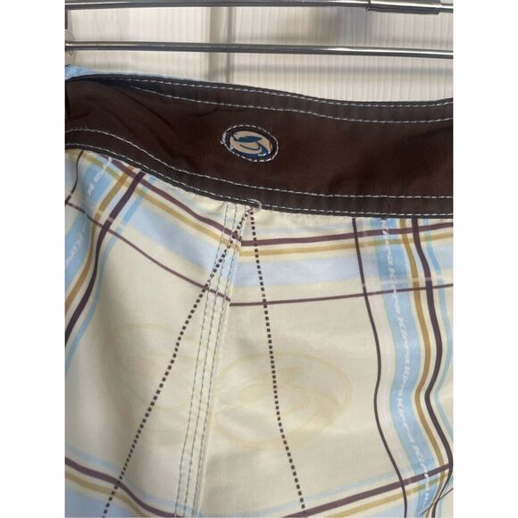 Kirra Mens Yellow Blue Plaid Surfer Board Short Size 36 - Picture 13 of 16
